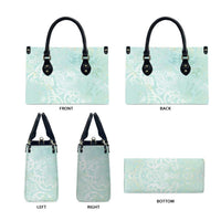 Polynesian Tiare Monstera Seafoam Green Leather Bag Liquid Style - Polynesian Pride