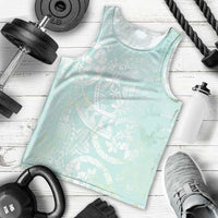 Polynesian Tiare Monstera Seafoam Green Men Tank Top Liquid Style - Polynesian Pride