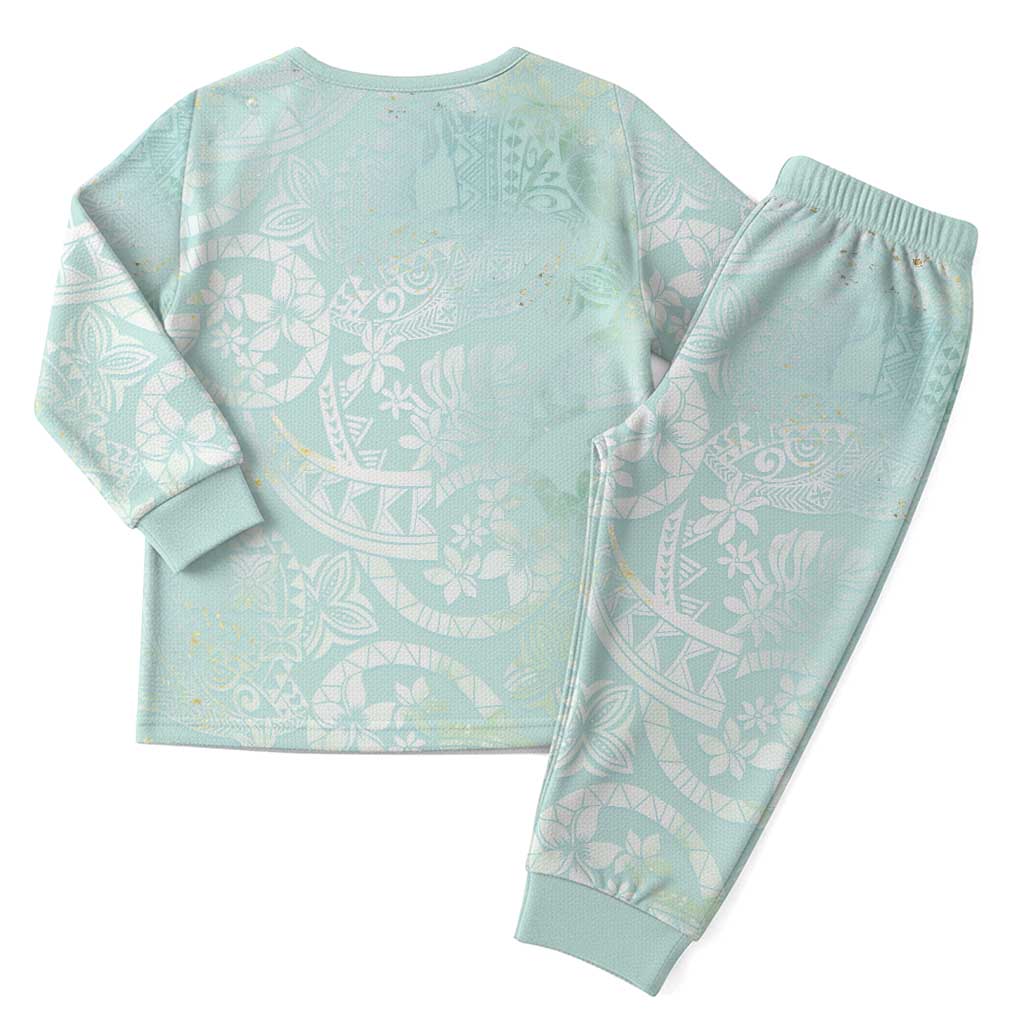 Polynesian Tiare Monstera Seafoam Green Christmas Pajama Set Liquid Style - Polynesian Pride