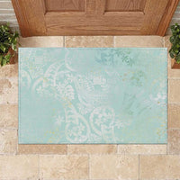 Polynesian Tiare Monstera Seafoam Green Rubber Doormat Liquid Style LT01 Green - Polynesian Pride