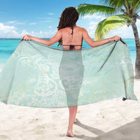Polynesian Tiare Monstera Seafoam Green Sarong Liquid Style - Polynesian Pride