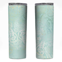 Polynesian Tiare Monstera Seafoam Green Skinny Tumbler Liquid Style - Polynesian Pride