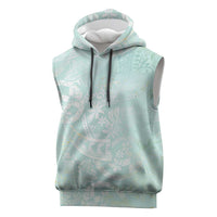 Polynesian Tiare Monstera Seafoam Green Sleeveless Hoodie Liquid Style LT01 Green - Polynesian Pride