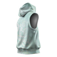 Polynesian Tiare Monstera Seafoam Green Sleeveless Hoodie Liquid Style LT01 - Polynesian Pride