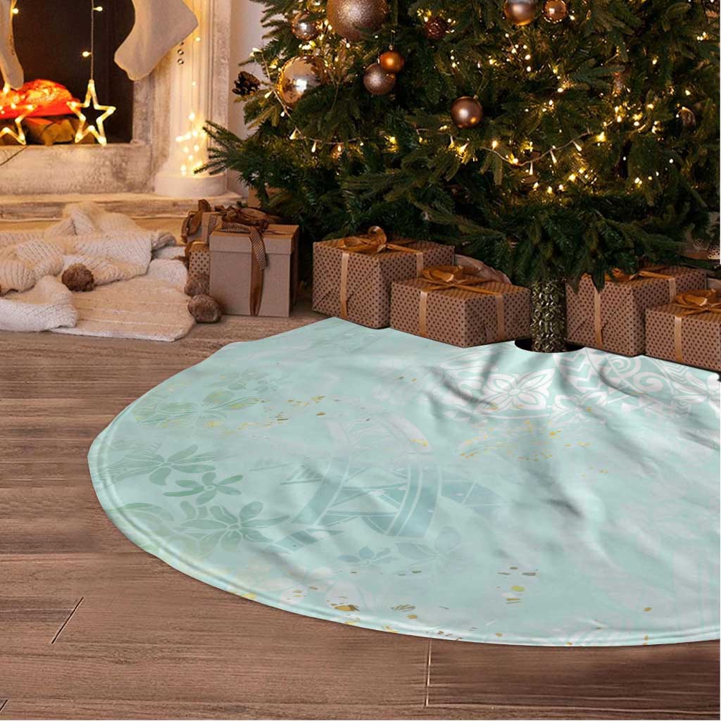 Polynesian Tiare Monstera Seafoam Green Tree Skirt Liquid Style LT01 - Polynesian Pride
