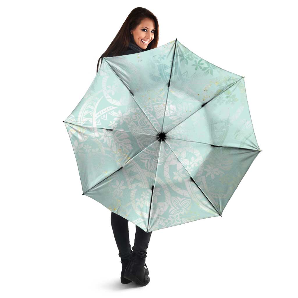 Polynesian Tiare Monstera Seafoam Green Umbrella Liquid Style - Polynesian Pride