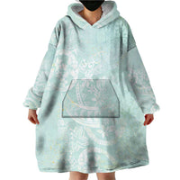 Polynesian Tiare Monstera Seafoam Green Wearable Blanket Hoodie Liquid Style LT01 - Polynesian Pride