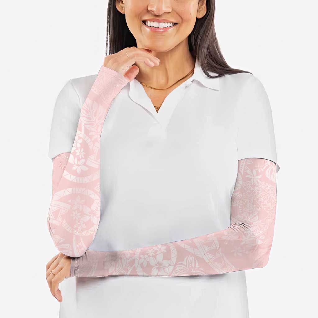 Polynesian Tiare Monstera Soft Pink Arm Sleeves Liquid Style - Polynesian Pride