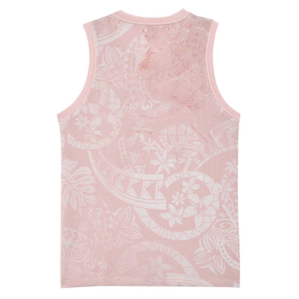 Polynesian Tiare Monstera Soft Pink Basketball Jersey Liquid Style LT01 - Polynesian Pride
