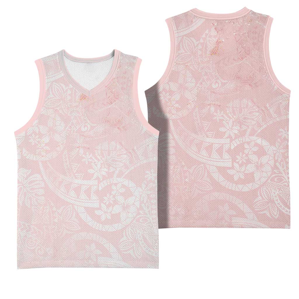 Polynesian Tiare Monstera Soft Pink Basketball Jersey Liquid Style LT01 - Polynesian Pride
