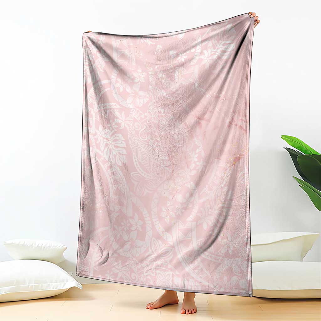 Polynesian Tiare Monstera Soft Pink Blanket Liquid Style - Polynesian Pride