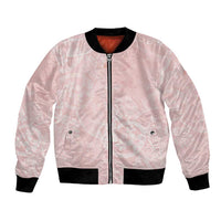 Polynesian Tiare Monstera Soft Pink Bomber Jacket Liquid Style - Polynesian Pride