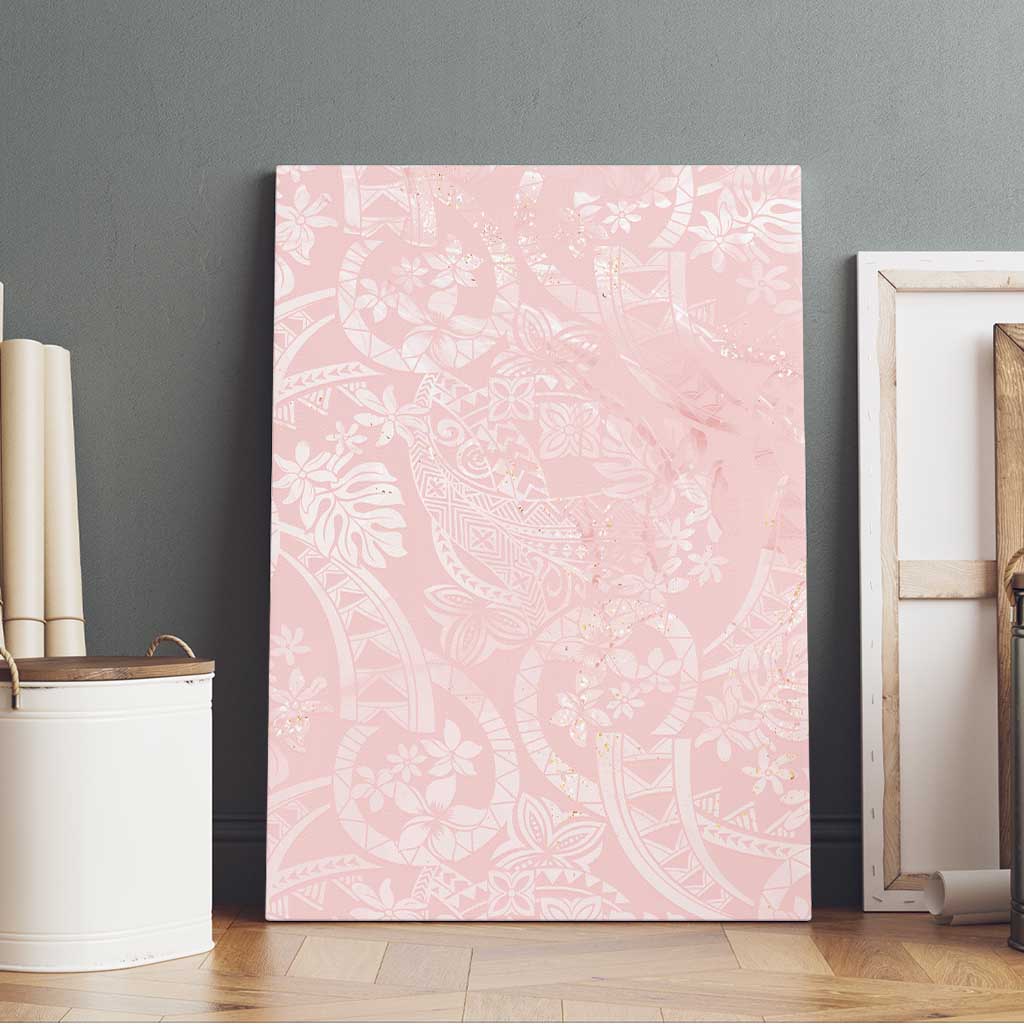 Polynesian Tiare Monstera Soft Pink Canvas Wall Art Liquid Style LT01 - Polynesian Pride