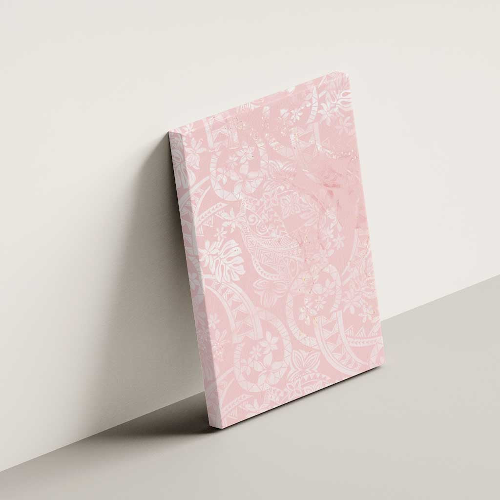 Polynesian Tiare Monstera Soft Pink Canvas Wall Art Liquid Style LT01 - Polynesian Pride