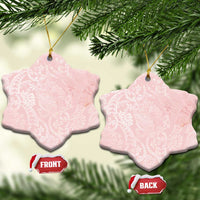 Polynesian Tiare Monstera Soft Pink Ceramic Ornament Liquid Style LT01 Snow Flake Pink - Polynesian Pride