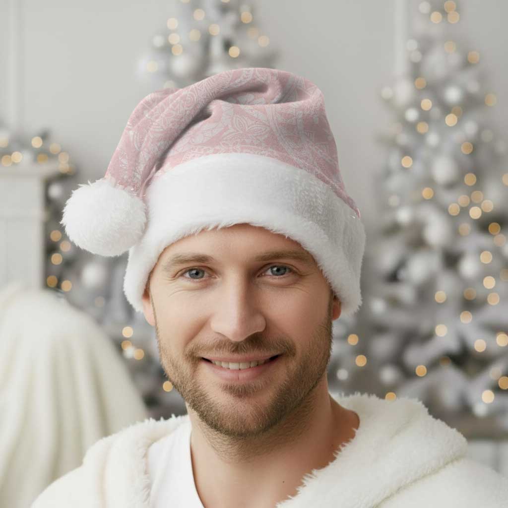 Polynesian Tiare Monstera Soft Pink Christmas Santa Hat Liquid Style - Polynesian Pride