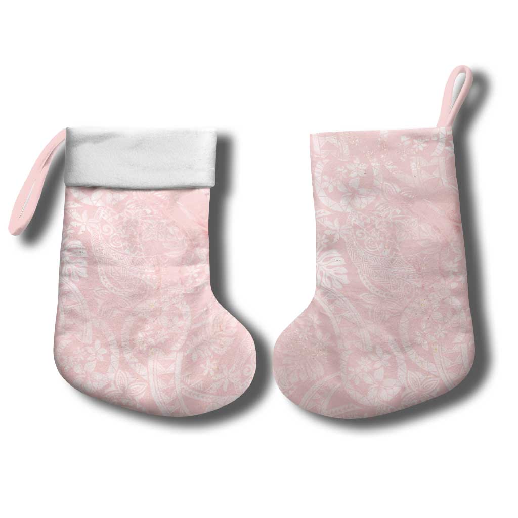 Polynesian Tiare Monstera Soft Pink Christmas Stocking Liquid Style - Polynesian Pride