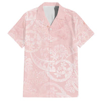 Polynesian Tiare Monstera Soft Pink Family Matching Puletasi and Hawaiian Shirt Liquid Style LT01 Dad's Shirt - Short Sleeve Pink - Polynesian Pride