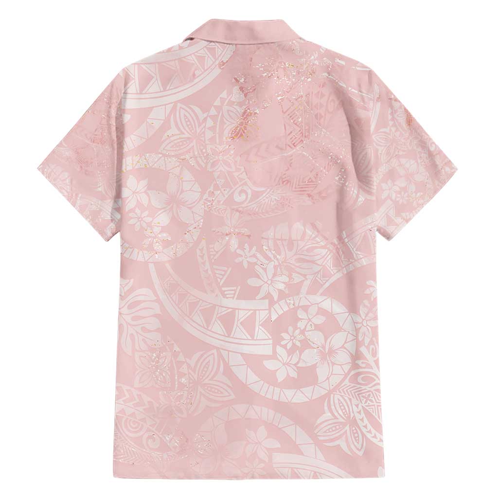 Polynesian Tiare Monstera Soft Pink Family Matching Short Sleeve Bodycon Dress and Hawaiian Shirt Liquid Style - Polynesian Pride