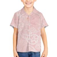 Polynesian Tiare Monstera Soft Pink Kid Hawaiian Shirt Liquid Style LT01 Kid Pink - Polynesian Pride