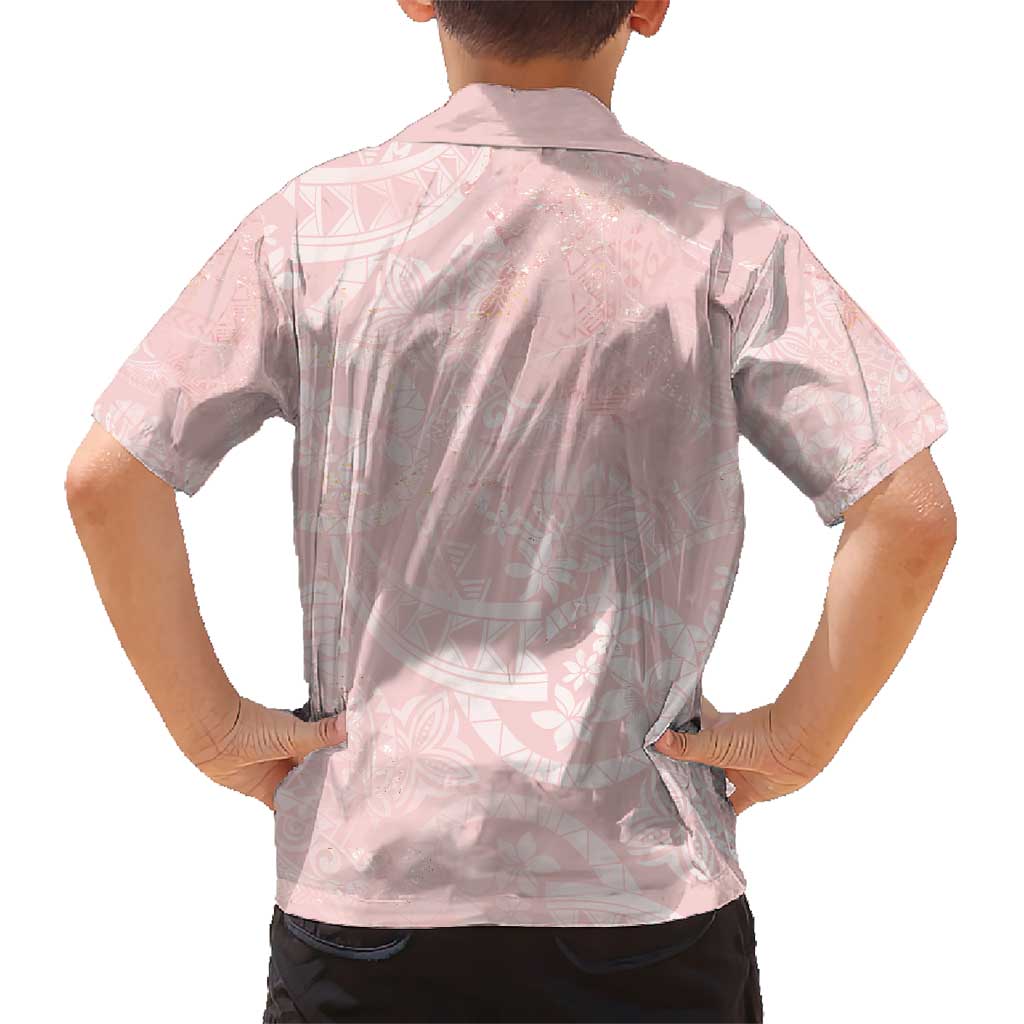 Polynesian Tiare Monstera Soft Pink Kid Hawaiian Shirt Liquid Style LT01 - Polynesian Pride