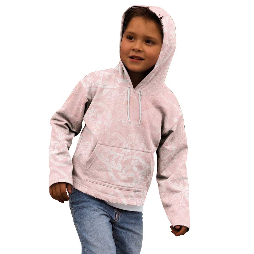 Polynesian Tiare Monstera Soft Pink Kid Hoodie Liquid Style - Polynesian Pride