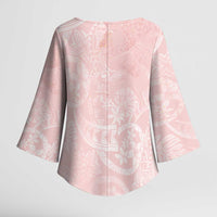 Polynesian Tiare Monstera Soft Pink Kimono Sleeve Blouse Liquid Style LT01 - Polynesian Pride