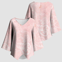 Polynesian Tiare Monstera Soft Pink Kimono Sleeve Blouse Liquid Style LT01 - Polynesian Pride