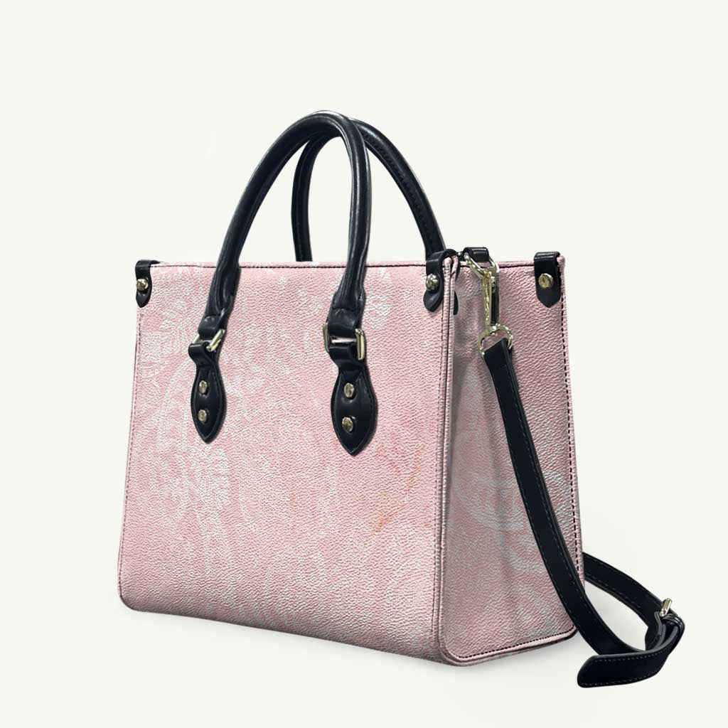 Polynesian Tiare Monstera Soft Pink Leather Bag Liquid Style - Polynesian Pride