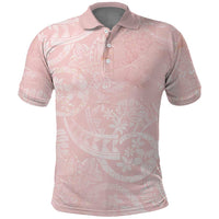 Polynesian Tiare Monstera Soft Pink Polo Shirt Liquid Style - Polynesian Pride