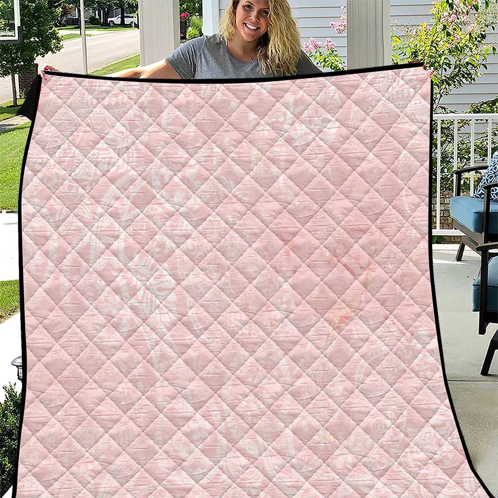 Polynesian Tiare Monstera Soft Pink Quilt Liquid Style - Polynesian Pride