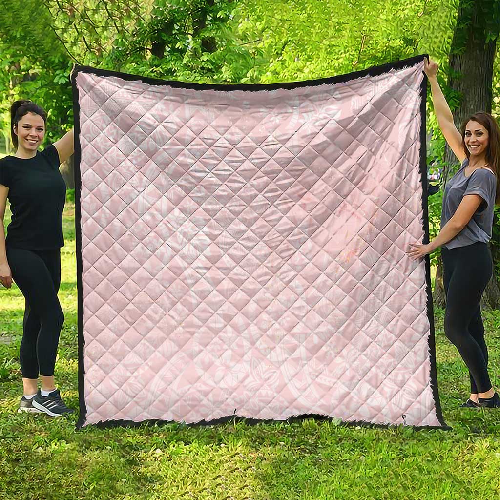 Polynesian Tiare Monstera Soft Pink Quilt Liquid Style - Polynesian Pride