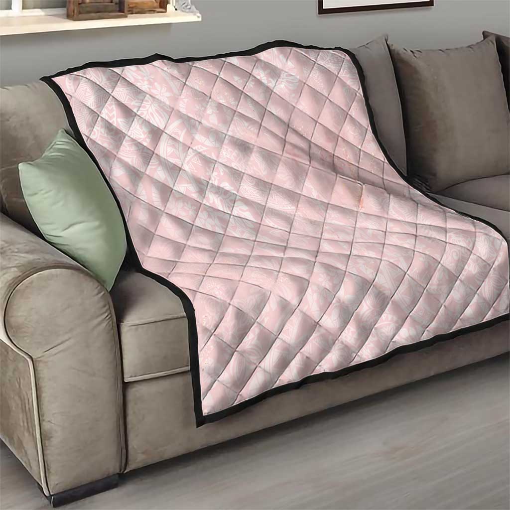 Polynesian Tiare Monstera Soft Pink Quilt Liquid Style - Polynesian Pride