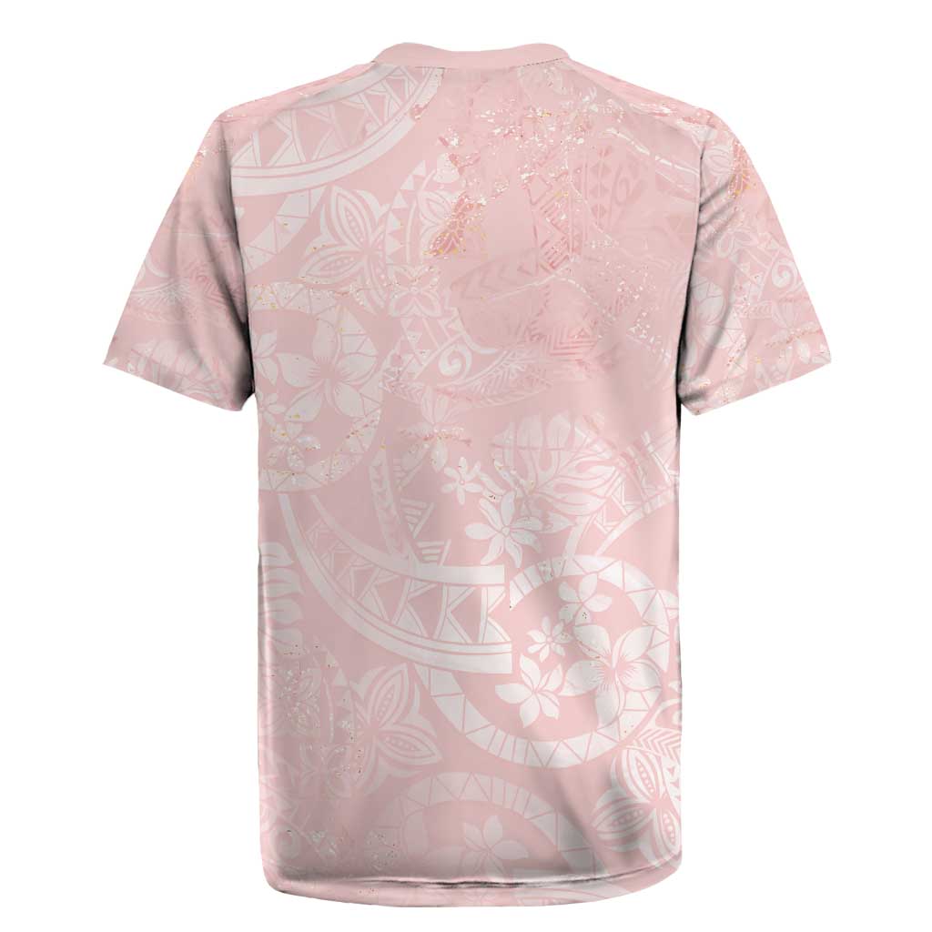 Polynesian Tiare Monstera Soft Pink Rugby Jersey Liquid Style - Polynesian Pride