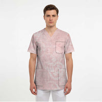 Polynesian Tiare Monstera Soft Pink Scrub Top Liquid Style LT01 - Polynesian Pride
