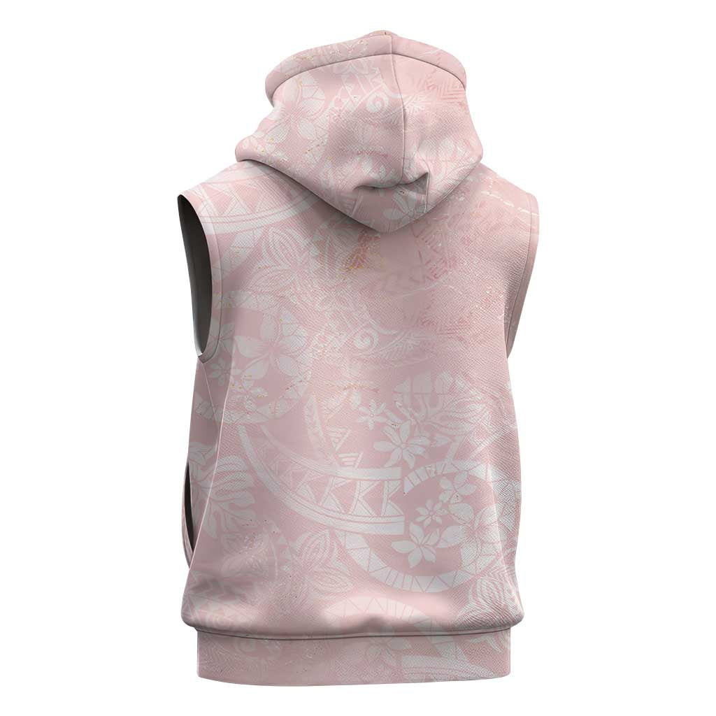 Polynesian Tiare Monstera Soft Pink Sleeveless Hoodie Liquid Style LT01 - Polynesian Pride