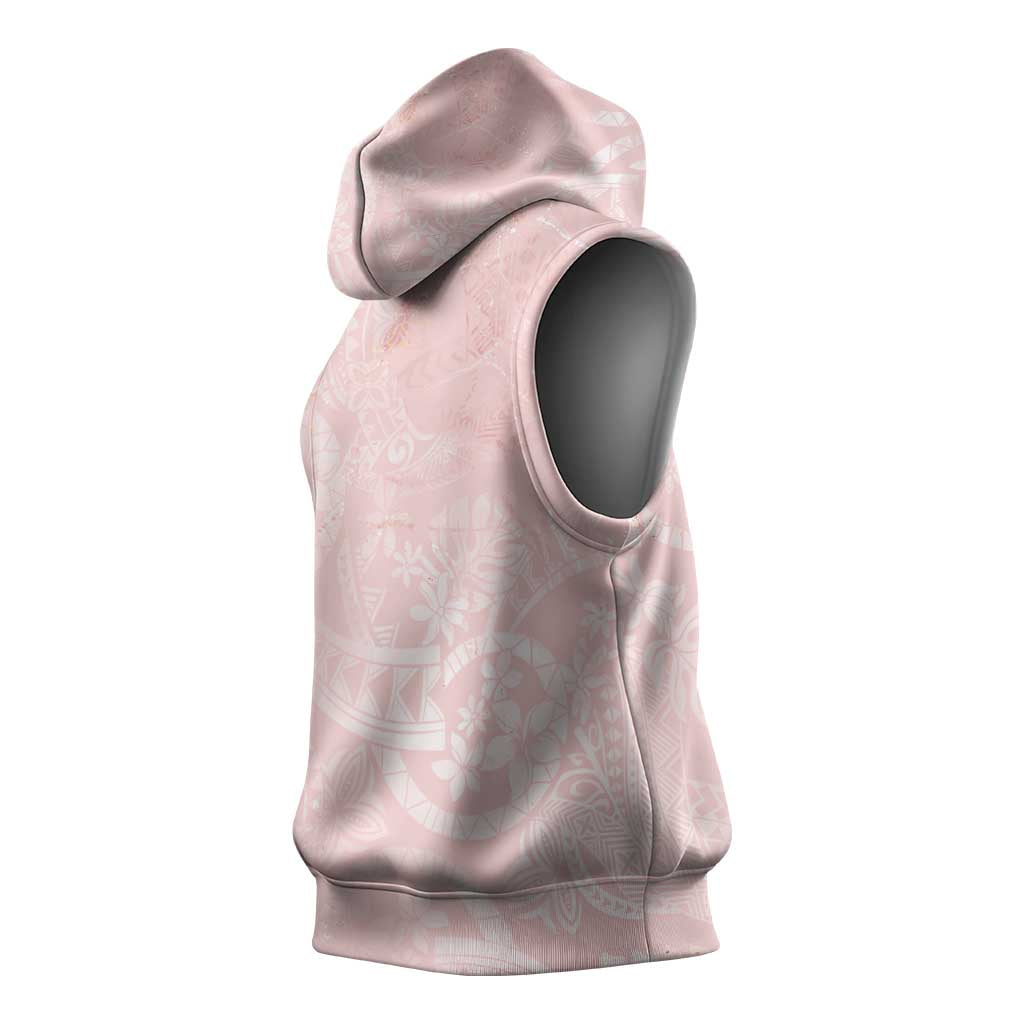 Polynesian Tiare Monstera Soft Pink Sleeveless Hoodie Liquid Style LT01 - Polynesian Pride