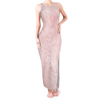 Polynesian Tiare Monstera Soft Pink Tank Maxi Dress Liquid Style - Polynesian Pride