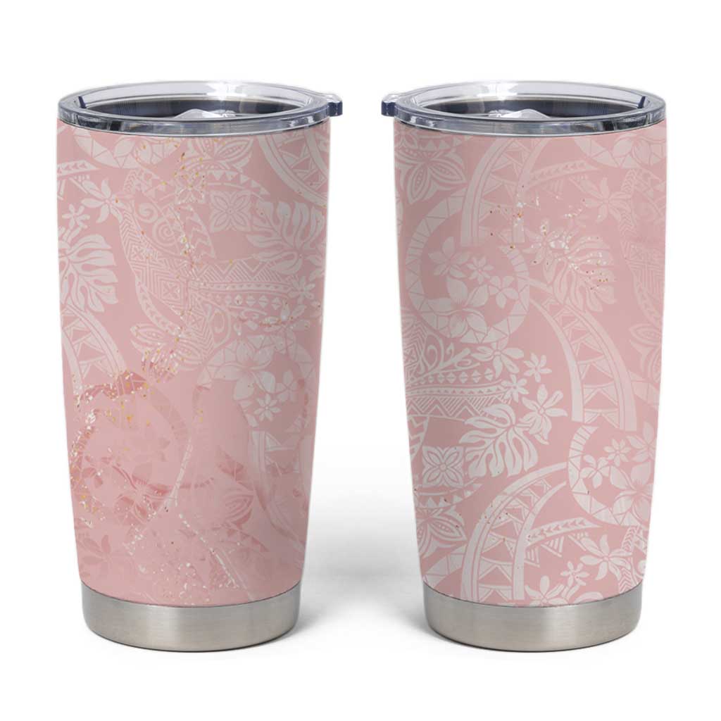 Polynesian Tiare Monstera Soft Pink Tumbler Cup Liquid Style - Polynesian Pride