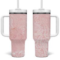 Polynesian Tiare Monstera Soft Pink Tumbler With Handle Liquid Style - Polynesian Pride