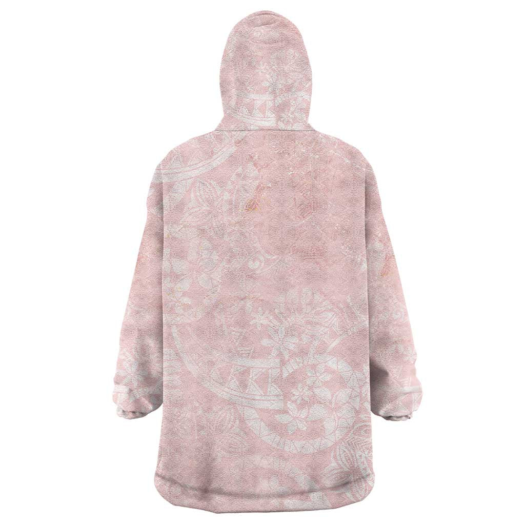 Polynesian Tiare Monstera Soft Pink Wearable Blanket Hoodie Liquid Style LT01 - Polynesian Pride