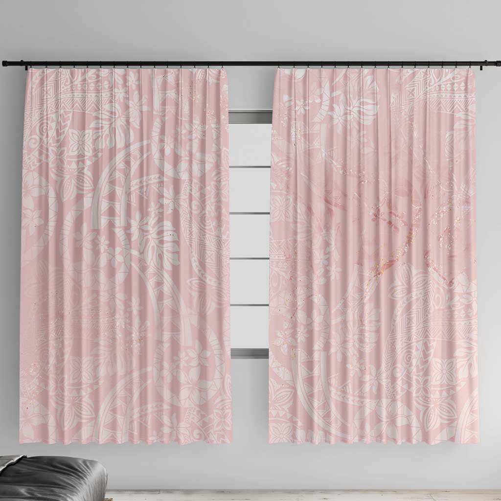 Polynesian Tiare Monstera Soft Pink Window Curtain Liquid Style - Polynesian Pride