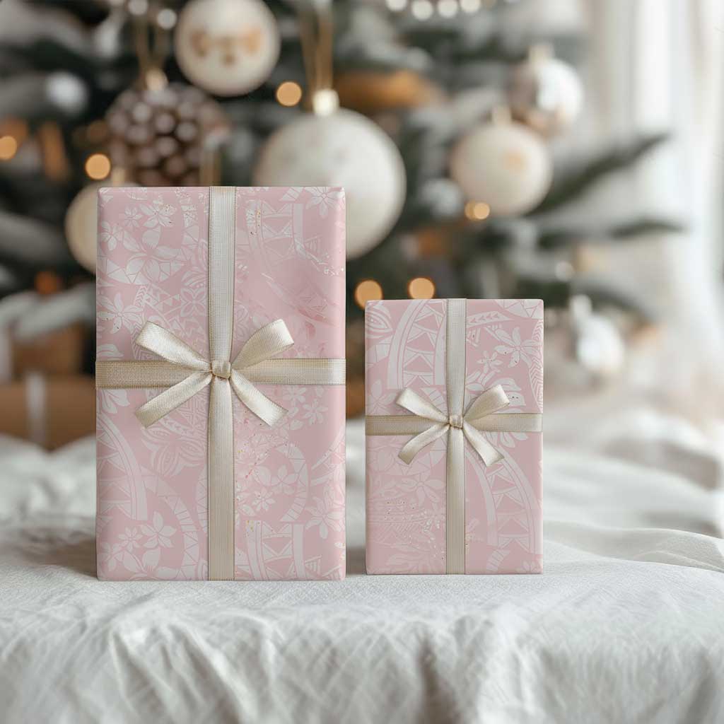 Polynesian Tiare Monstera Soft Pink Wrapping Paper Liquid Style LT01 - Polynesian Pride