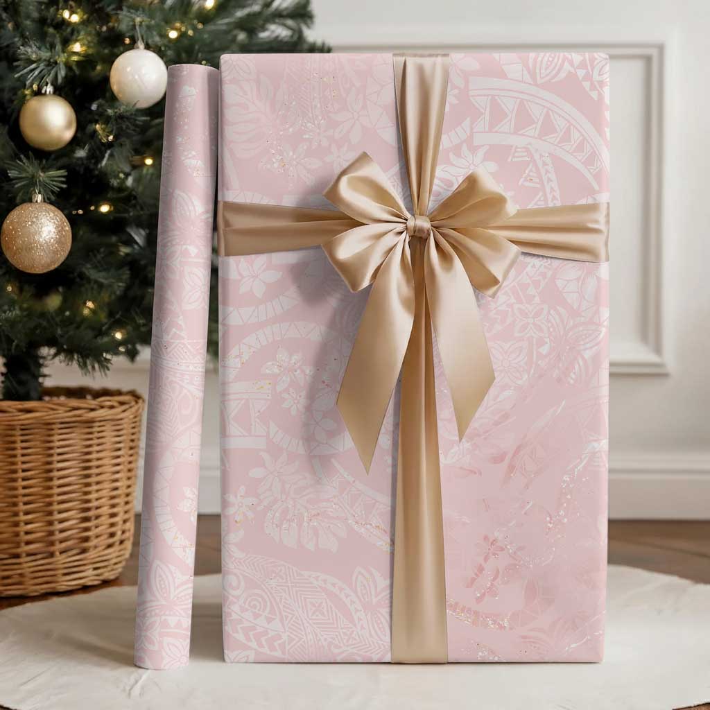 Polynesian Tiare Monstera Soft Pink Wrapping Paper Liquid Style LT01 - Polynesian Pride