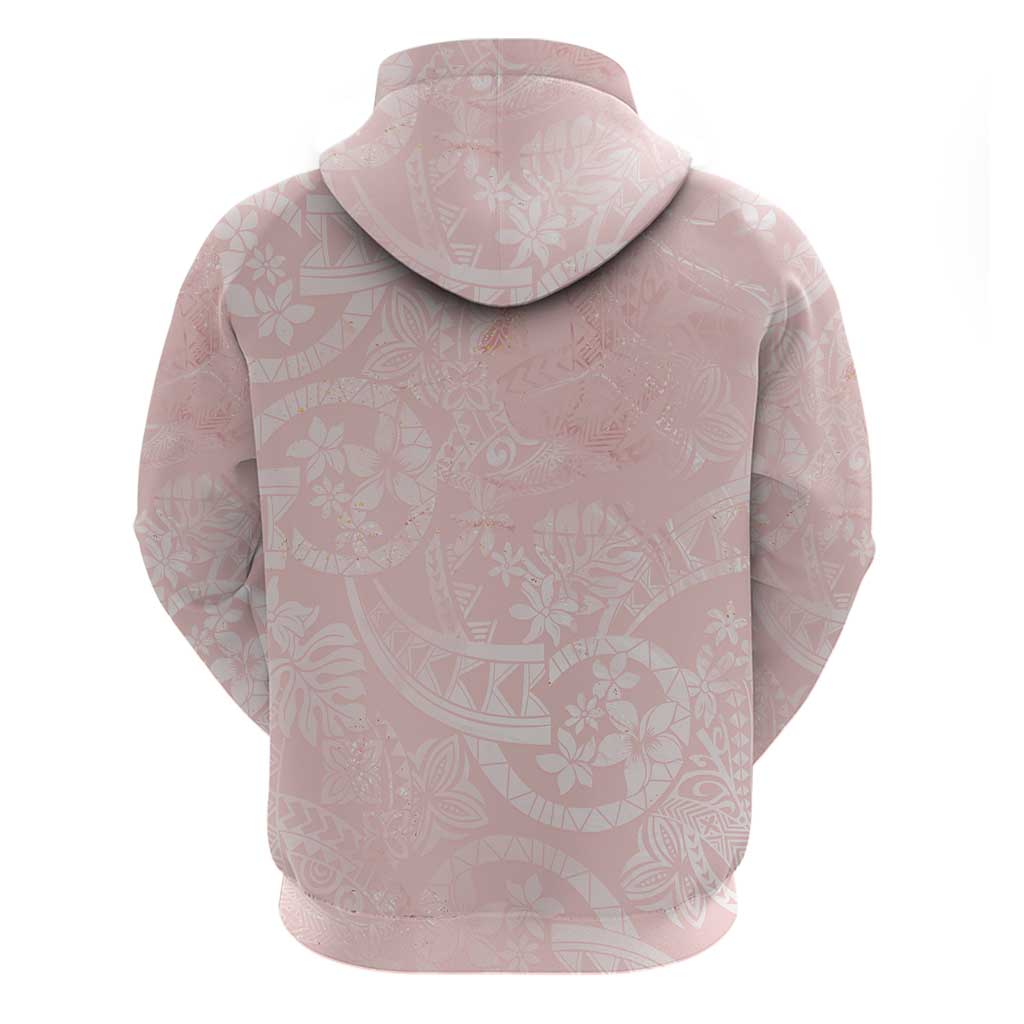 Polynesian Tiare Monstera Soft Pink Zip Hoodie Liquid Style - Polynesian Pride