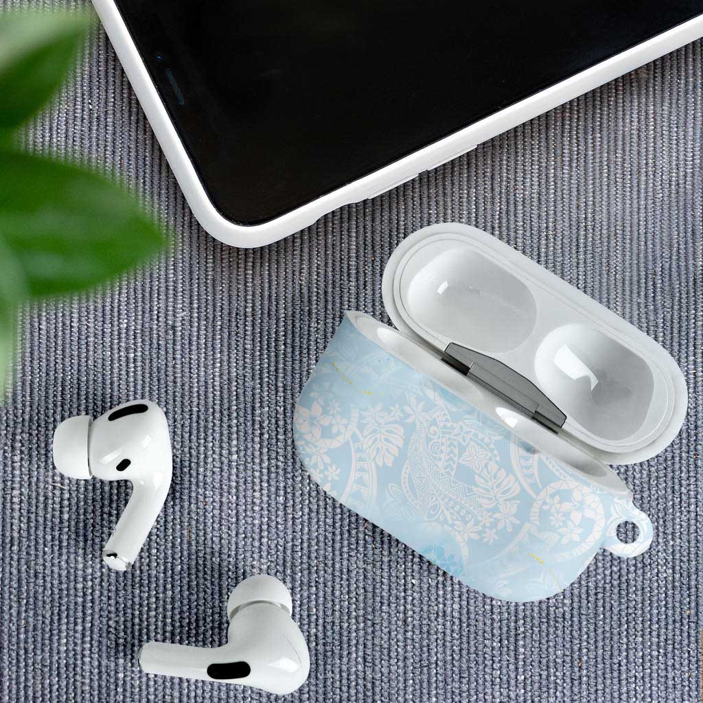 Polynesian Tiare Monstera Baby Blue AirPods Case Liquid Style - Polynesian Pride