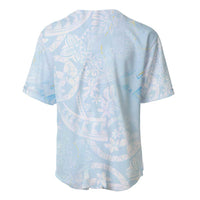 Polynesian Tiare Monstera Baby Blue Baseball Jersey Liquid Style - Polynesian Pride