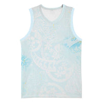 Polynesian Tiare Monstera Baby Blue Basketball Jersey Liquid Style LT01 Unisex Blue - Polynesian Pride