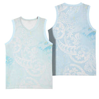 Polynesian Tiare Monstera Baby Blue Basketball Jersey Liquid Style LT01 - Polynesian Pride