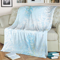 Polynesian Tiare Monstera Baby Blue Blanket Liquid Style - Polynesian Pride